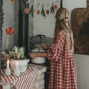 Simply Grey Olivia dress in red checks M/L